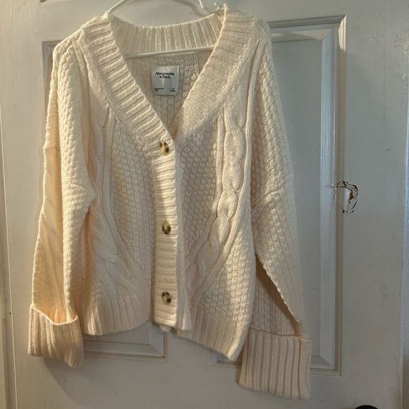 Abercrombie & Fitch Sweaters - Abercrombie & Fitch Cream Cable-Knit Button-Up Cardigan